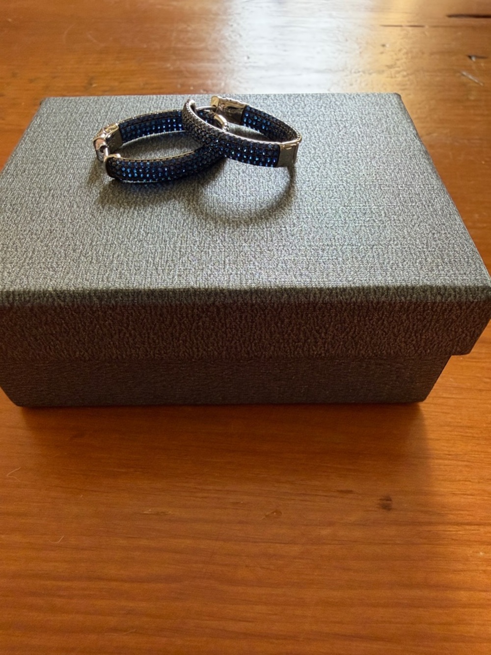 Sapphire  Blue Quartz Sterling Silver Hoop Earrings